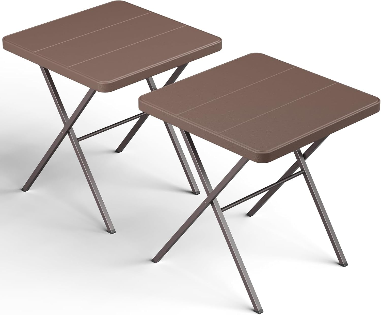 MAKE CHANGES 2 Pack 27 Square Folding Tables, Portable Card Table No Assembly, Heavy Duty Steel Frame Indoor Outdoor Table for P