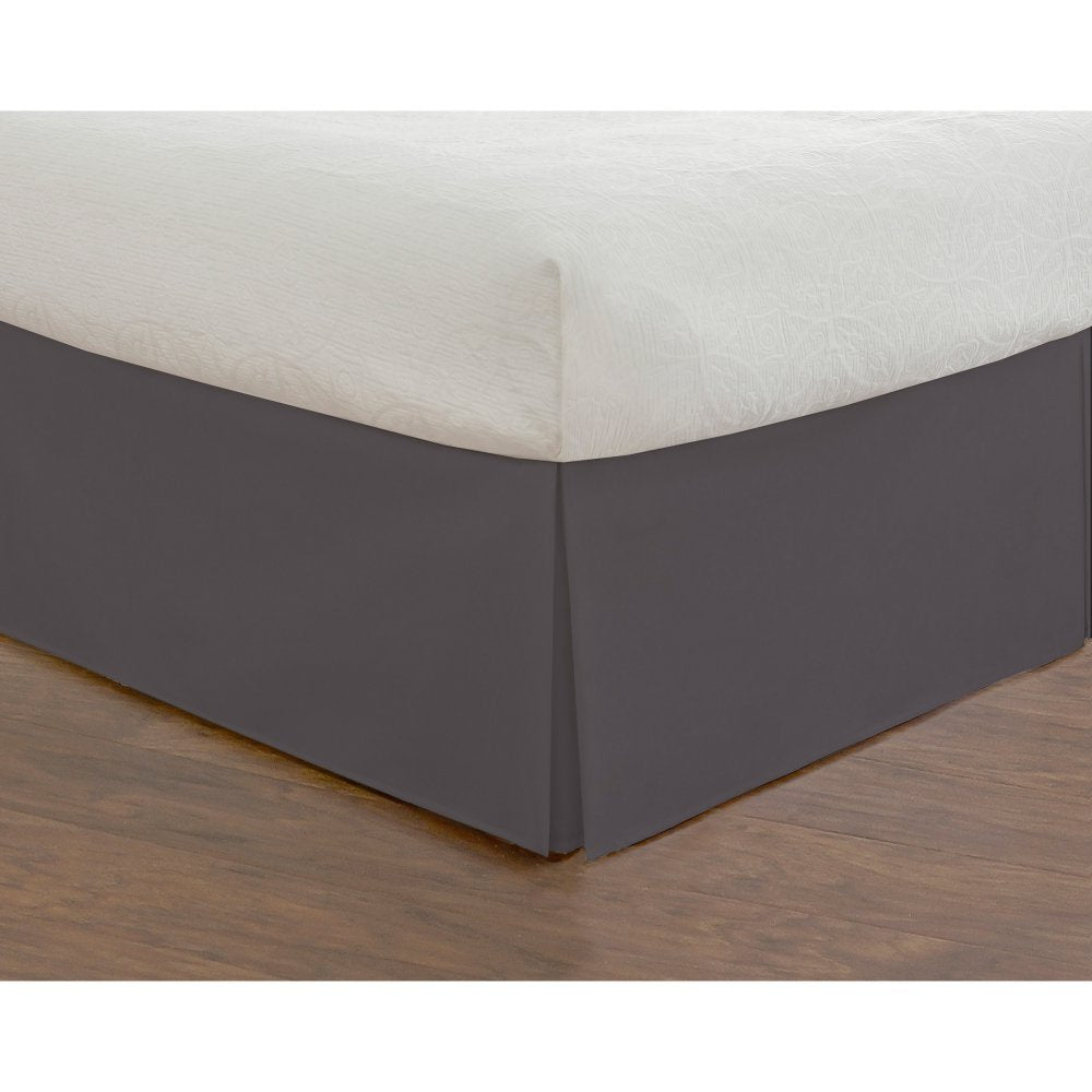 Today’S Home Classic Tailored Bed Skirt Dust Ruffle, Cotton Blend Design, 14' Drop Length, King, Grey