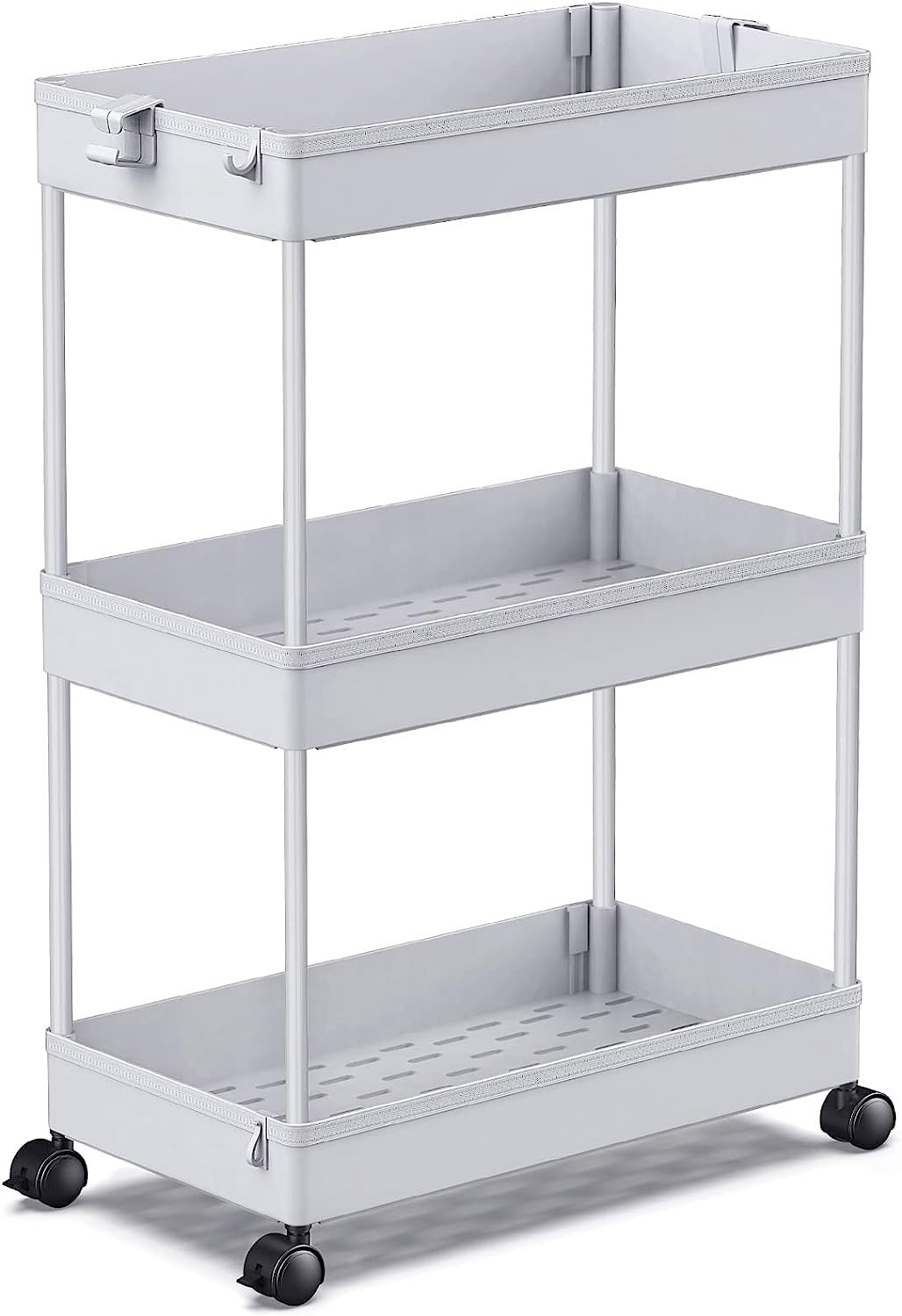 SPACEKEEPER Rolling Storage Cart 3 Tier Bathroom Cart Organizers with Wheels Laundry Room Organization Mobile Shelving Unit Util