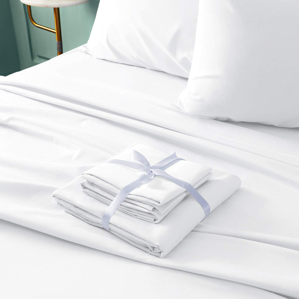 Bysure Hotel Luxury Bed Sheets Set 6 Piece(Full, White) - Super Soft 1800 Thread Count 100% Microfiber Sheets With Deep Pockets,