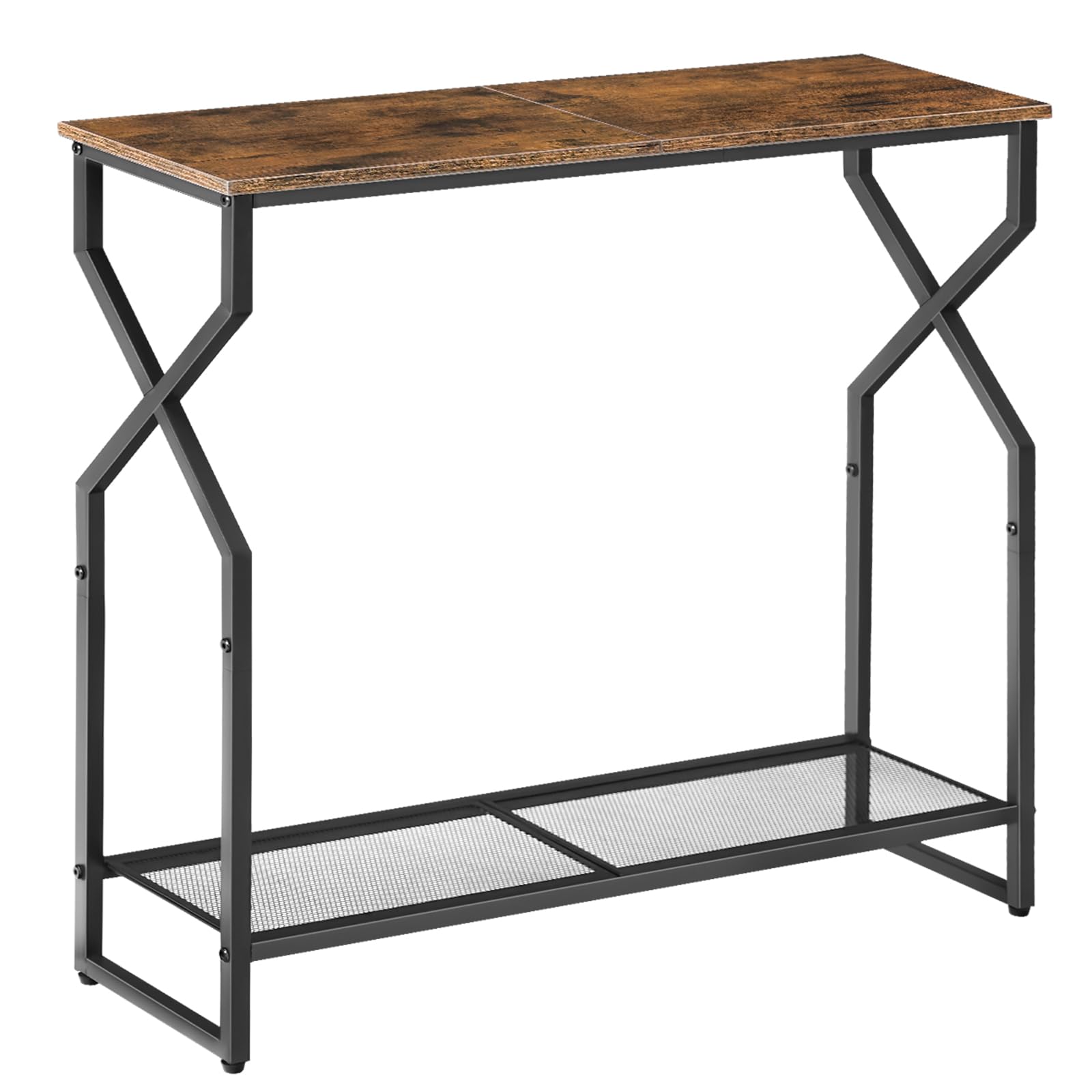 MAHANCRIS 2 Tier Console Table, Sofa Table, Narrow Entryway Table, Hallway Entrance Table, Hourglass-Shaped Frames, Adjustable F