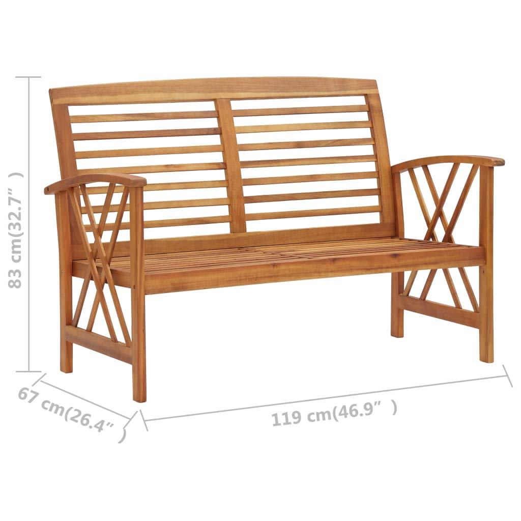vidaXL Wooden Patio Lounge Set with Bench and Coffee Table - Solid Acacia Wood Lounge Set - Vintage Style Outdoor Furniture, Brown
