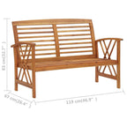 vidaXL Wooden Patio Lounge Set with Bench and Coffee Table - Solid Acacia Wood Lounge Set - Vintage Style Outdoor Furniture, Brown