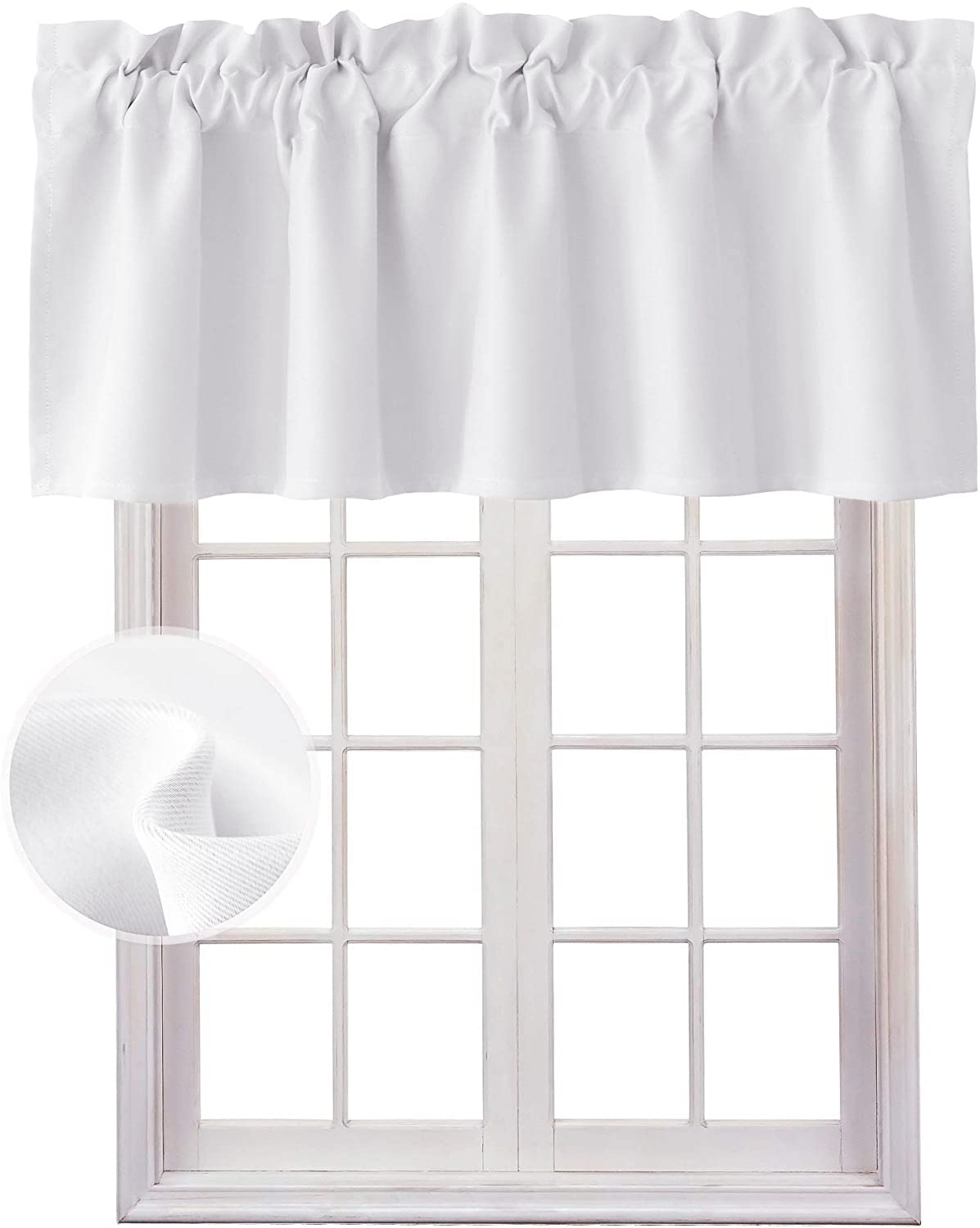 Hiasan Valance Curtains For Kitchen Rod Pocket Room Darkening Window Curtain Valance, 42 X 12 Inches Length, Greyish White, 1 Panel