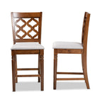 Baxton Studio Ramiro Modern and Contemporary Transitional Grey Fabric Upholstered and Walnut Brown Finished Wood 2-Piece Counter Stool Set