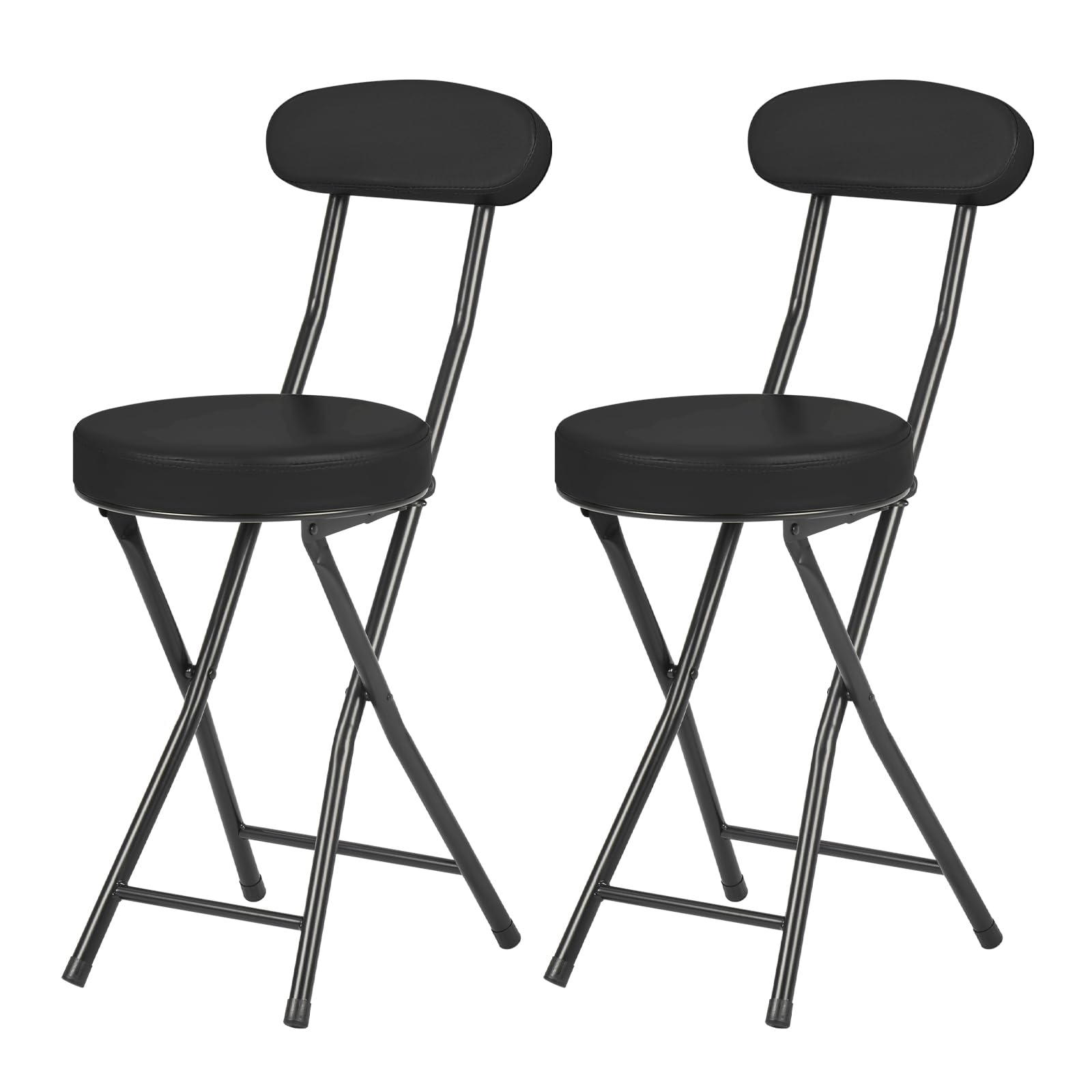 Cushioned Padded Folding Stools, Folding Bar Stool with Backrest, 220lb Capacity, 19 Inch Collapsible Round Portable Foldable Ch