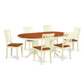 East West Furniture PLAV7-WHI-W 7 Piece Dining Set Consist of an Oval Dining Room Table with Butterfly Leaf and 6 Wood Seat Chairs, 42x78 Inch, Buttermilk & Cherry