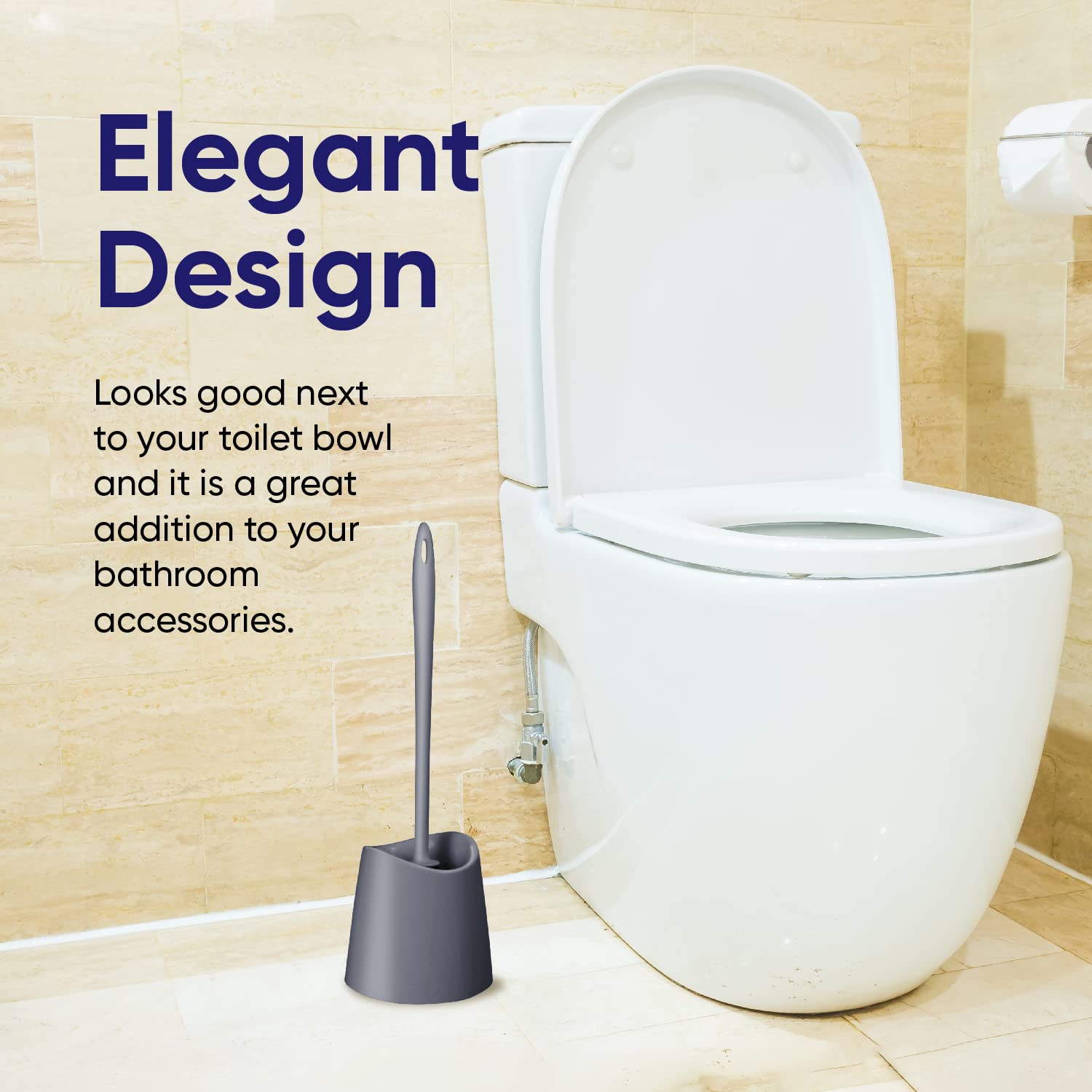 Toilet Brush Cleaner And Holder Grey Toilet Bowl Cleaner Brush With Scrubbing Wand, Brush And Storage Caddy For Easy Bathroom Cl