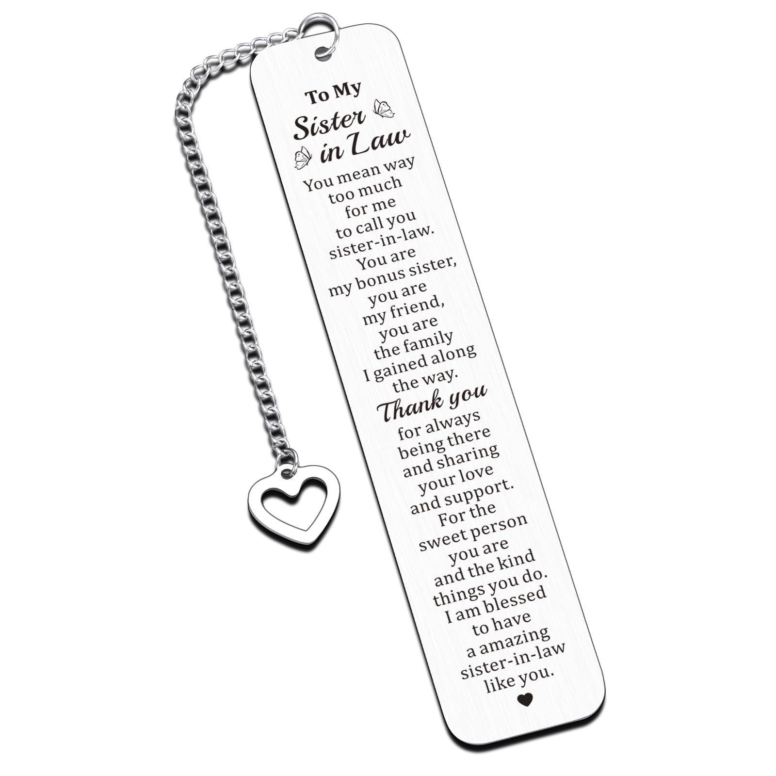 Sister In Law Gifts, Valentines Gifts For Sister In Law, Sister In Law Bookmark, Wedding Birthday Gifts For Sister In Law, Siste