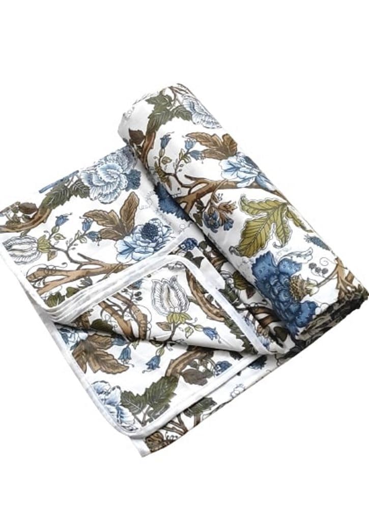 Elegance Reversible 3 Layered Pure Cotton Single Bed Blanket/Duvet/Comforter/Ac Dohar (Multicolor, Design 6)