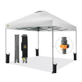 CROWN SHADES Adjustable Height on The Fly, 10x10 Pop Up Canopy - Beach Tent with One Push Setup - Easy Outdoor Sun Shade for Eve