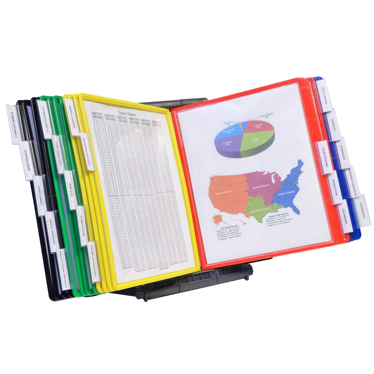 Ultimate Office AdjustaView 20-Pocket Desk Reference Organizer with Easy-Load Pockets and Compact Weighted Base for Stability (C