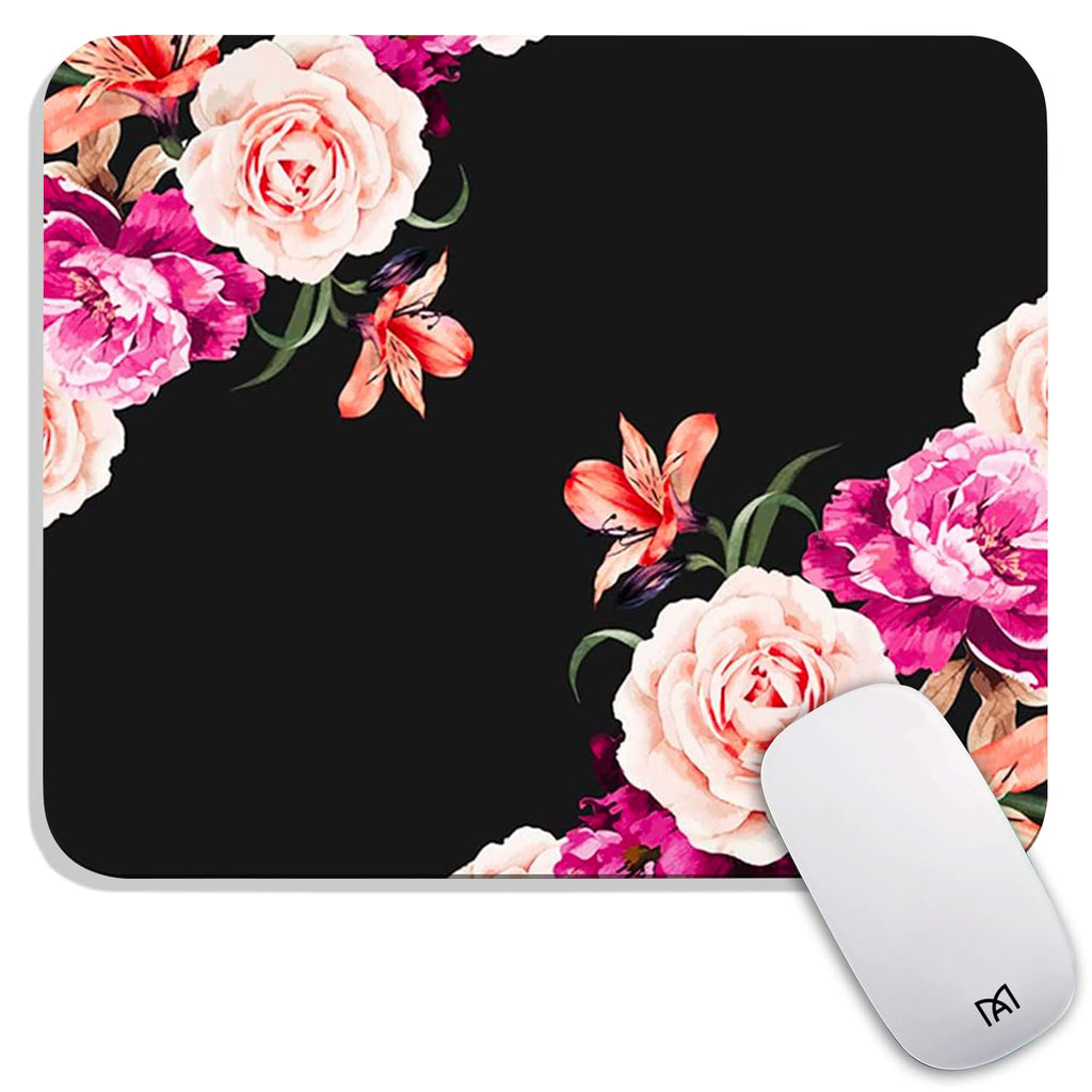 Armanza Square Mouse Pad Pretty Peony Flower, Personalized Premium-Textured Custom Mouse Mat Design, Washable Mousepad Lycra Clo