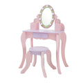 Teamson Kids Little Princess Rapunzel 2 pc. Kids Vanity Set with LED Illuminated Mirror, Storage Drawer and Matching Stool, Pink