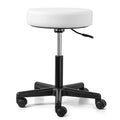 JMU Rolling Stool with Wheels, PVC Leather Large Seat, 400lbs Heavy Duty Adjustable Height (White)