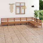 vidaXL Solid Pinewood Patio Lounge Set 7 Piece Garden Outdoor Terrance Backyard Furniture Set Wooden Lounge Sofa Seating Chair Seat Honey Brown
