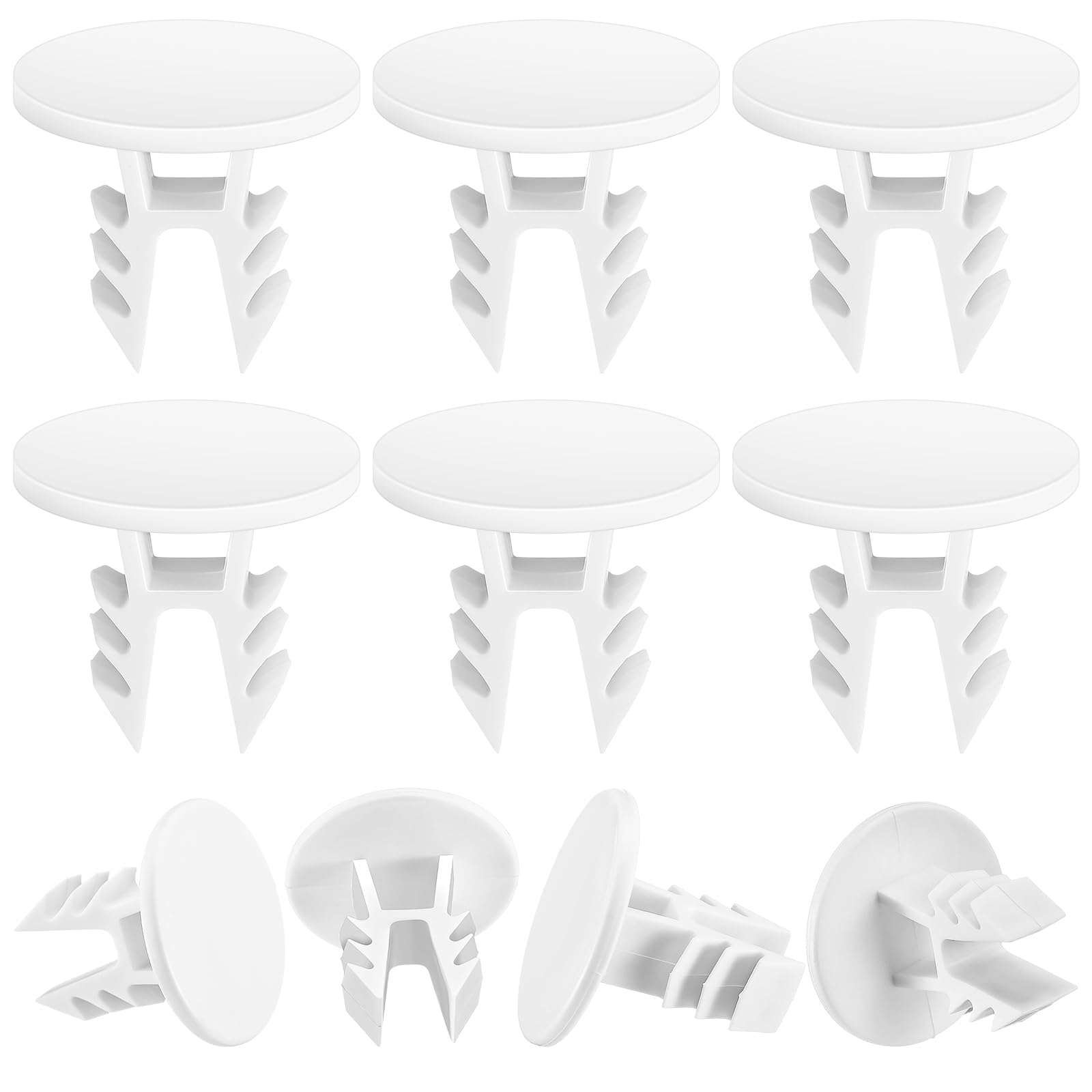 DoubleFill 10 Pieces Plastic Closet Rod End Caps Closet Rod Hang Bar Sealing Plug Brackets Endcaps Accessories(White)
