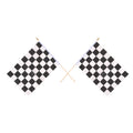 Beistle 50992 12-Pack Checkered Rayon Flags, 11 by 18-Inch, Black/White