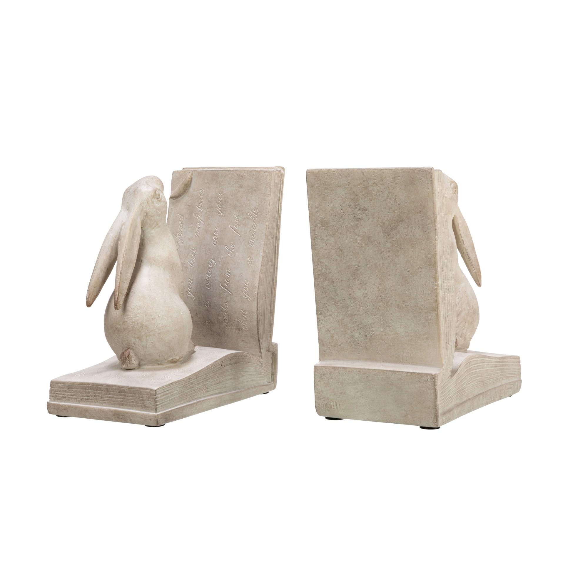 Creative Co-Op Bunny Rabbit Bookends Set of 2 White Polyresin EC1501