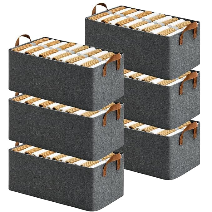 Sacyic Storage Basket 16x12x8 inch Fabric Sturdy Canvas Storage Bins Organizer with Handles for Clothes and Toy Storage Foldable