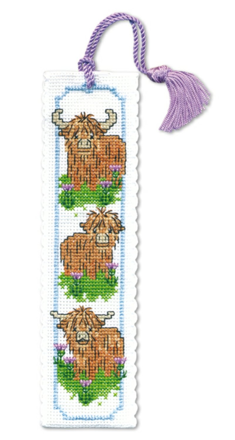 Textile Heritage Collection Cross Stitch Bookmark Kit - Wee Hieland Coos