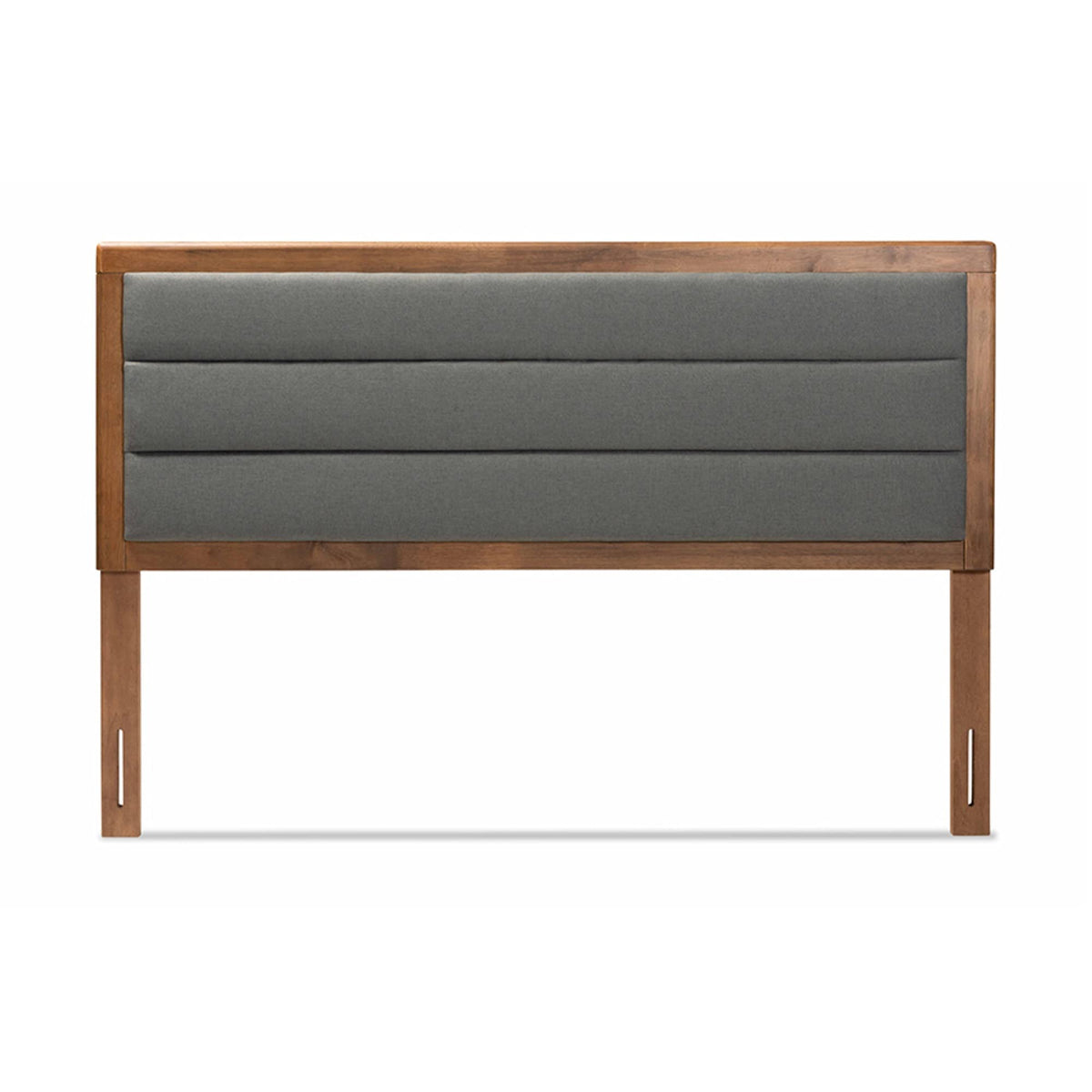 Baxton Studio Dexter Modern and Contemporary Dark Grey Fabric Upholstered and Walnut Brown Finished Wood Full Size Headboard