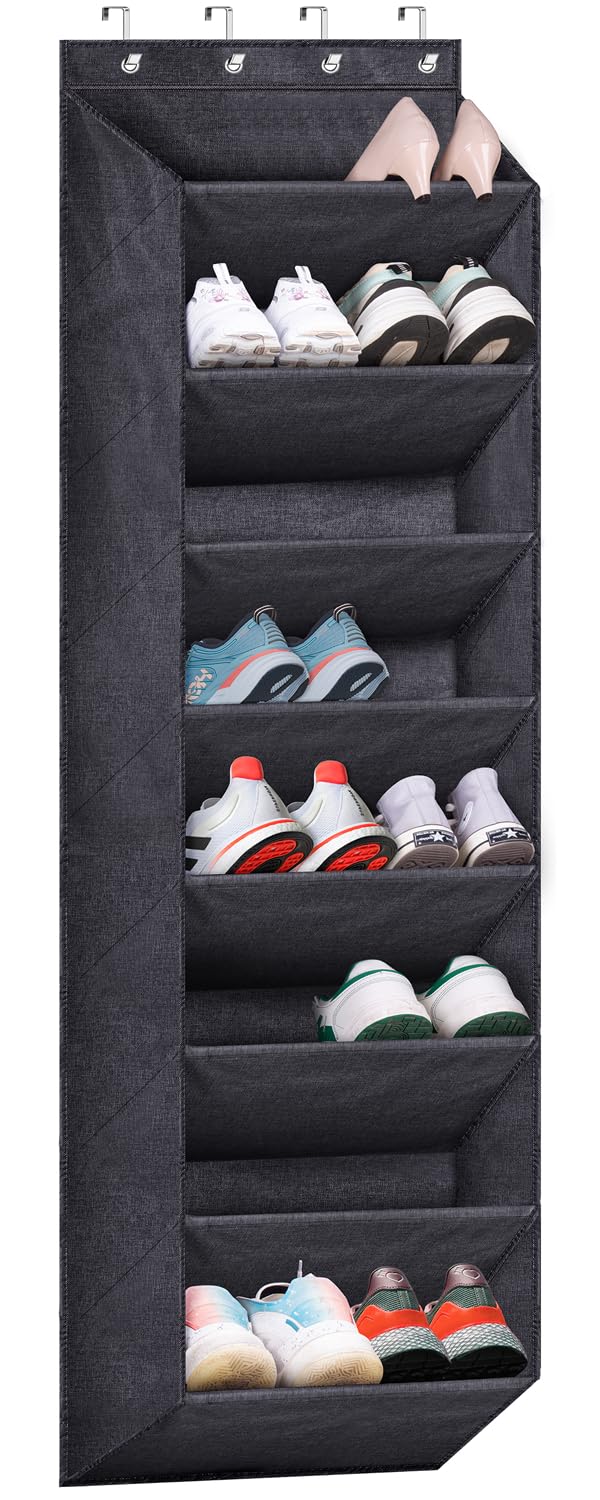 SLEEPING LAMB Over The Door Shoe Organizer for Closet with Large Deep Pockets, Narrow Shoe Rack for Door Hanging Boots Storage, 