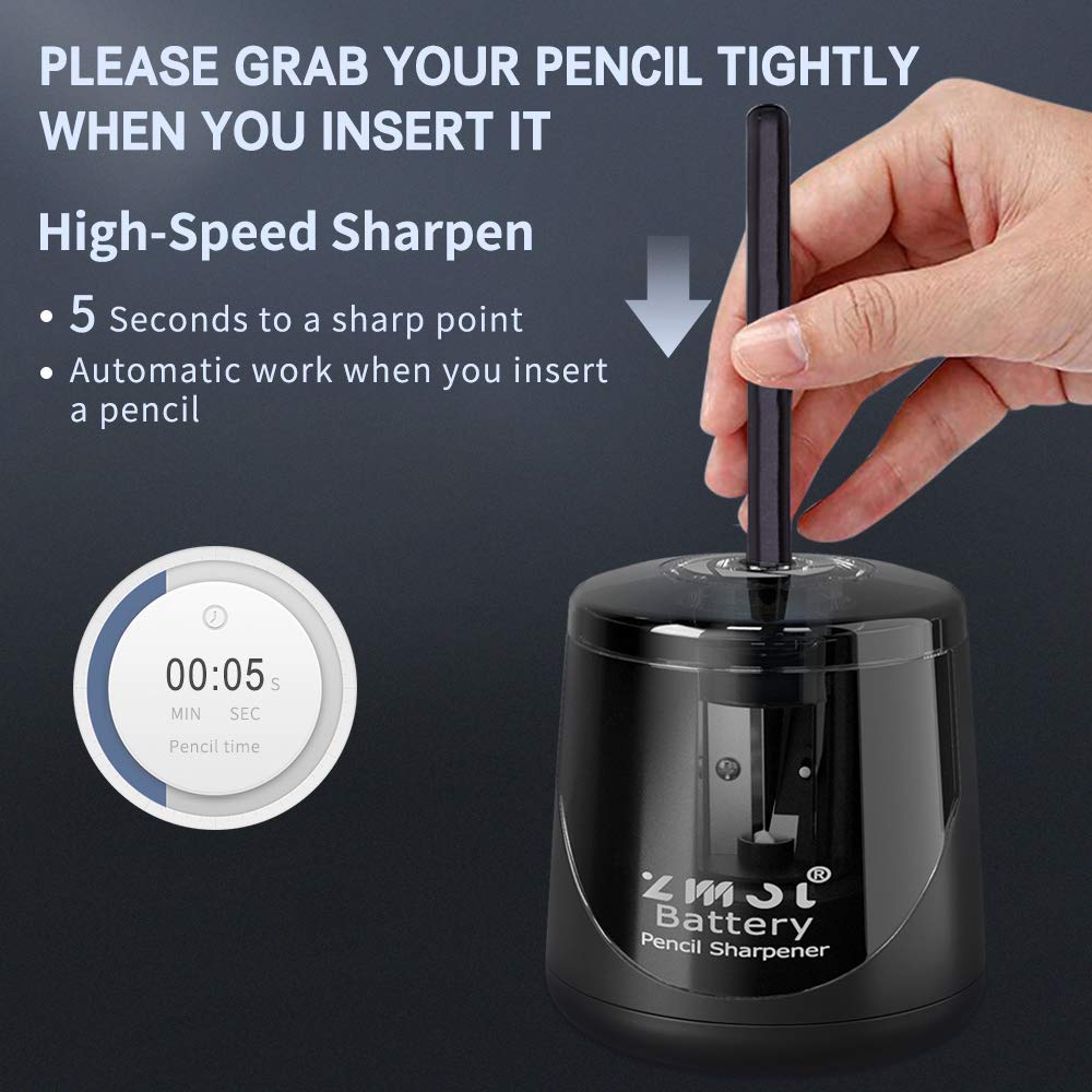 Zmol Battery Operated Electric Pencil Sharpener, Quick Sharpener Pencil Sharpener, Portable Pencil Sharpener For Kids, For No.2/
