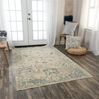 Intrepid 5' X 8' Distressed Classical Beige/Blue/Ivory Hybrid Area Rug