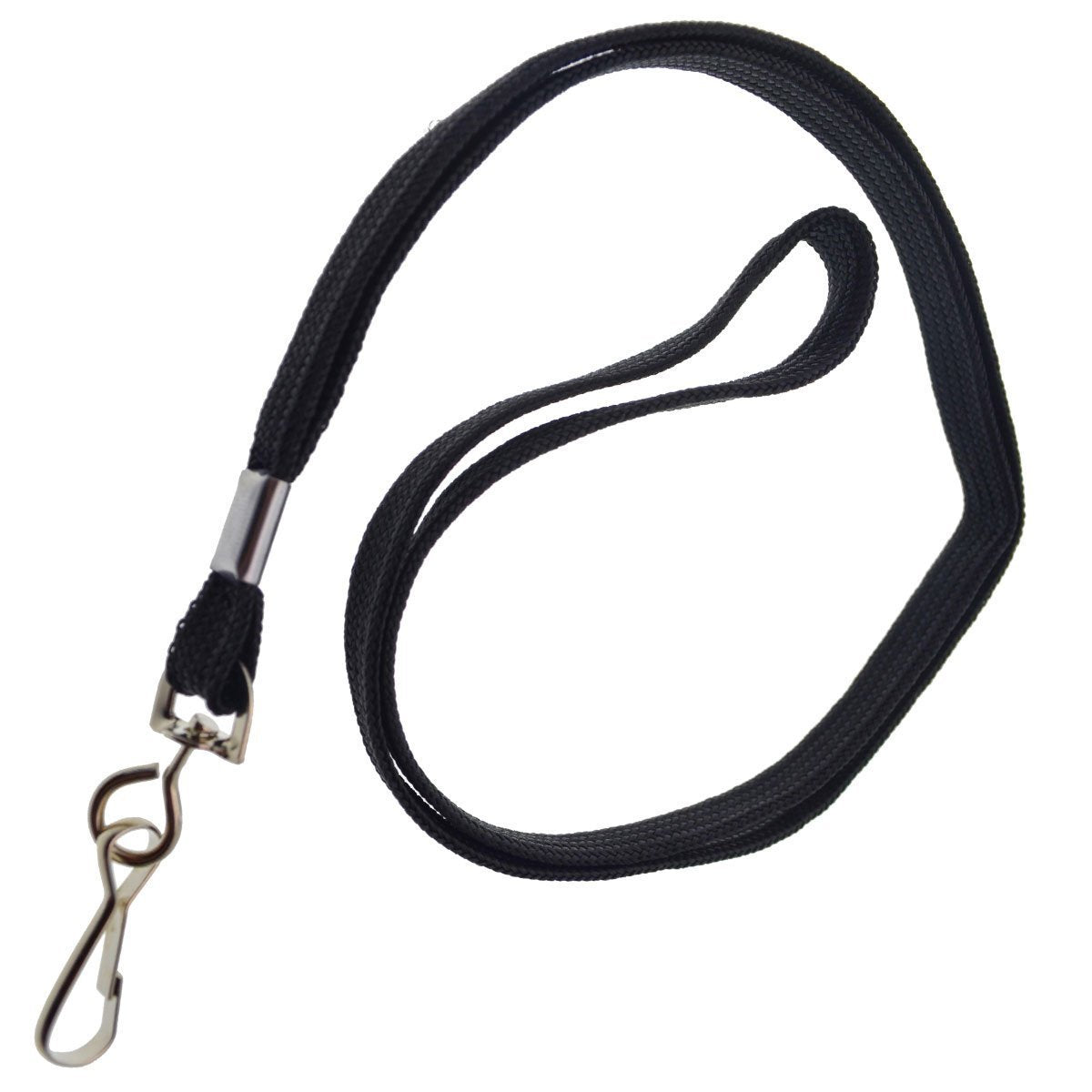Specialist Id Bulk 100 Pack - Heavy Duty Black 3/8' Flat Braid Woven Lanyards With Swivel Hook Spid-2201