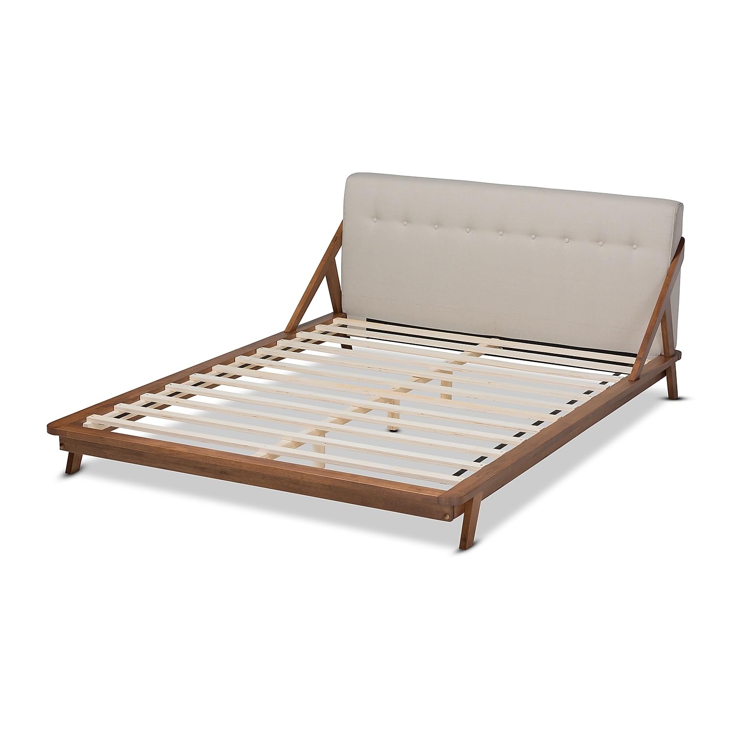 Baxton Studio Sante Platform Bed, King, Beige and Walnut (156-9292-HiT)