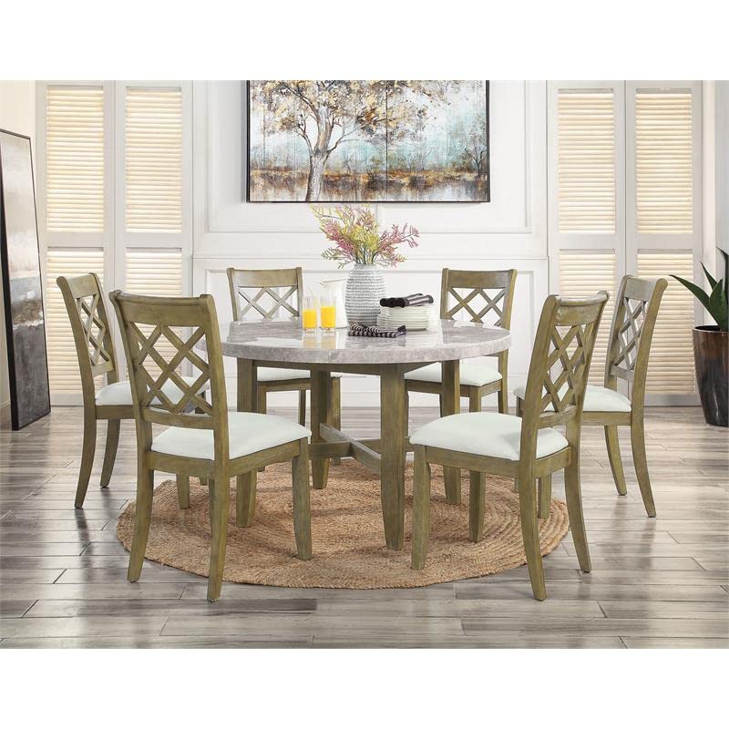 Acme Karsen Wooden Upholstered Side Chair in Beige Linen and Rustic Oak