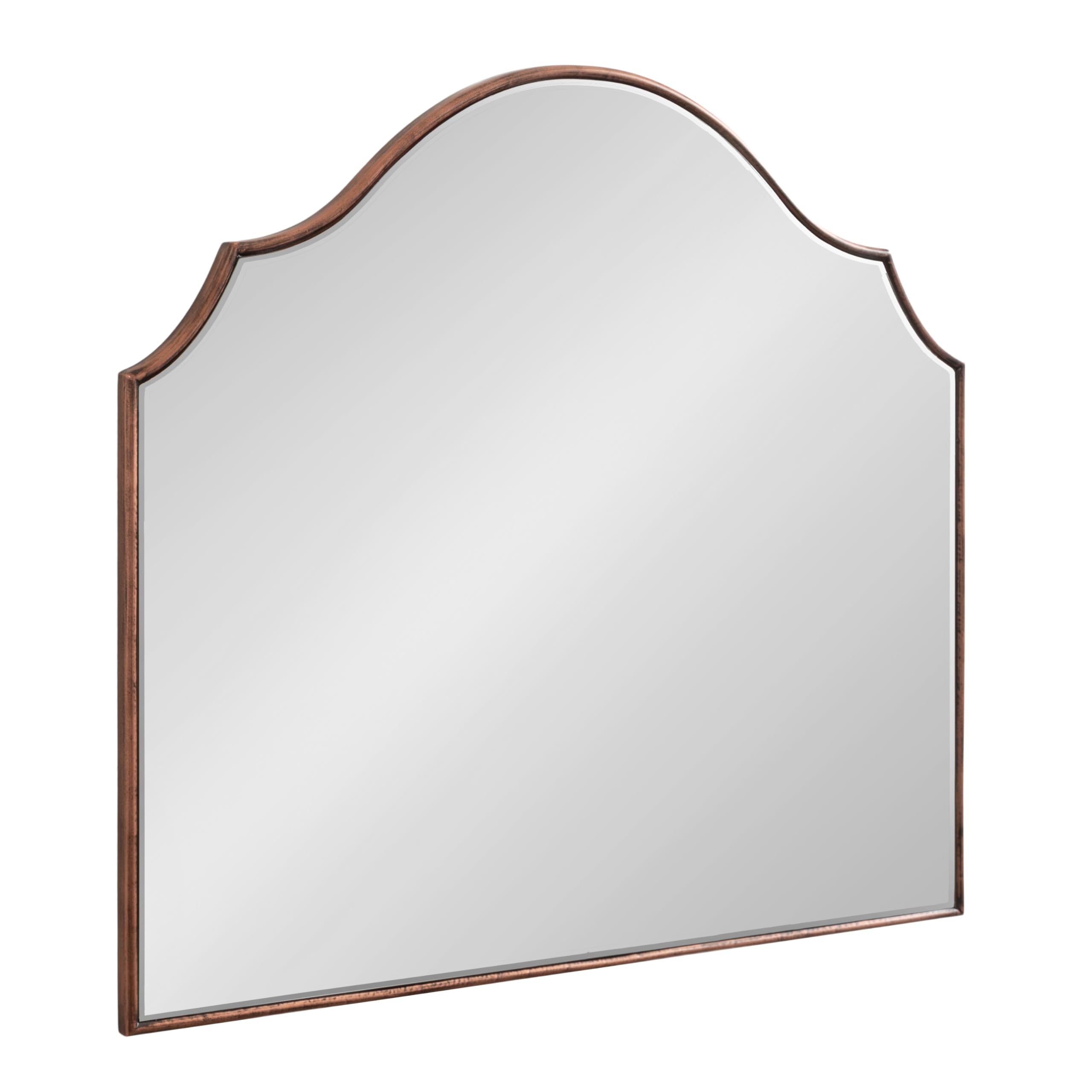 Kate and Laurel Leanna Glam Wide Horizontal Arch Wall Mirror, 32 x 28, Bronze, Sophisticated Arched Bathroom Vanity Mirror with 