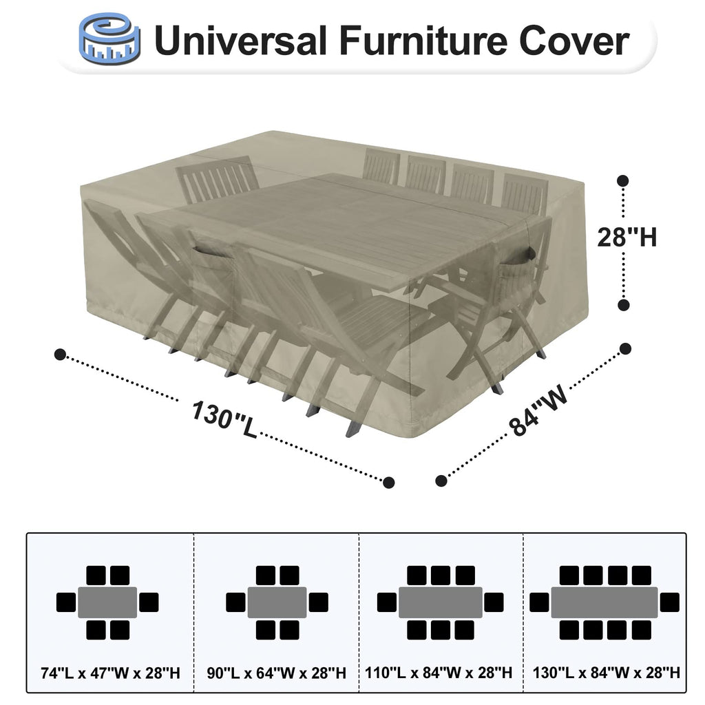 Outdoorlines Outdoor Waterproof Patio Table Furniture Set Covers - Rectangle Couch Sectional Cover Outside Weatherproof Patio Furniture Covering For Deck, Lawn And Backyard 130'L X 84'W X 28'H, Camel