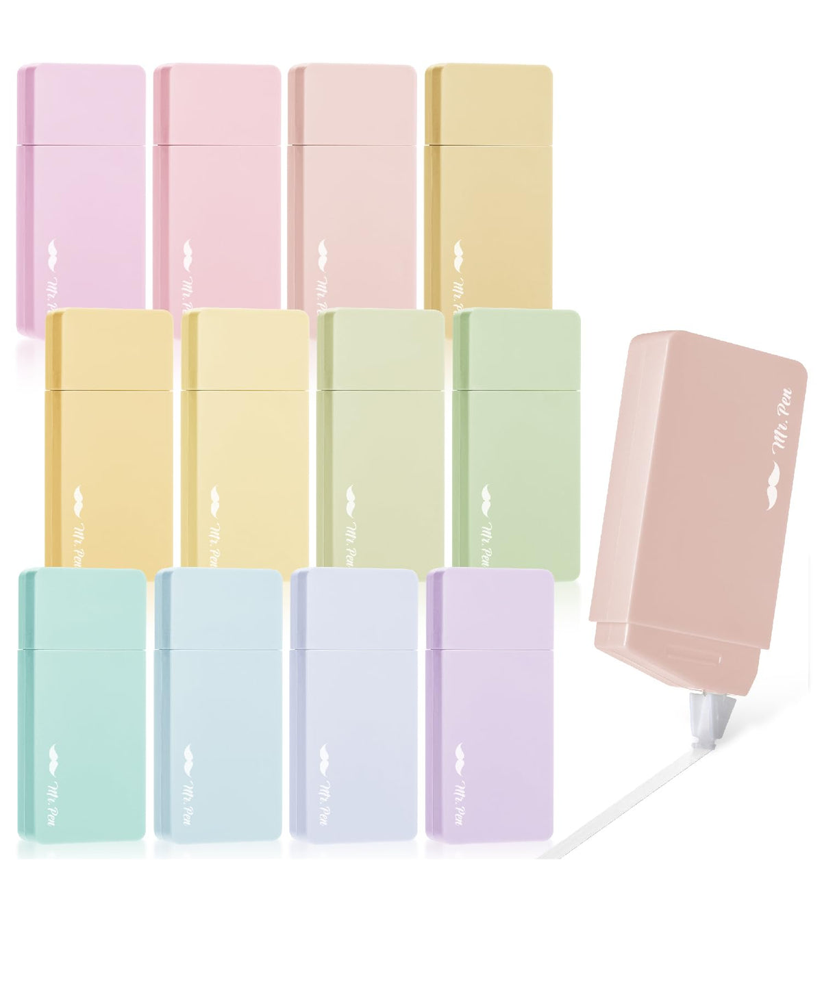 Mr. Pen- Aesthetic Correction Tape, 0.2' X 236', 12 Pcs, Pastel Colors, Cute Correction Tape