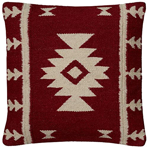 Rizzy Home T05810 Decorative Pillow, 18 X 18 In, Red/Brown/Neutral