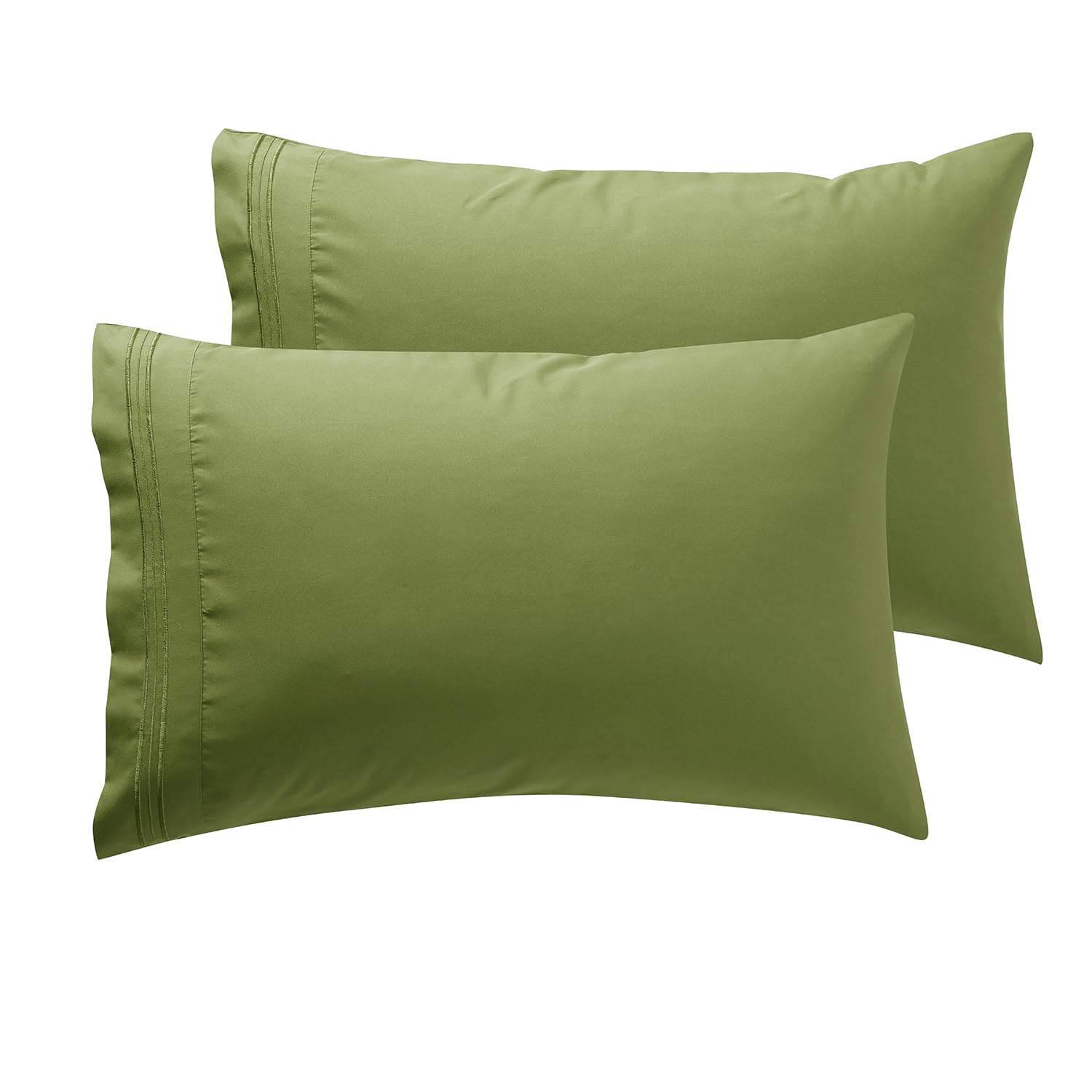 Nestl Microfiber King Pillowcase, 2 - Calla Green, 1800 Thread Count, Envelope Closure, Set Of 2, 20X40 Inches