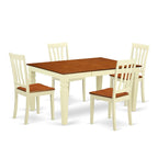 East West Furniture WEAN5-BMK-W 5 Piece Dining Room Furniture Set Includes a Rectangle Kitchen Table with Butterfly Leaf and 4 Dining Chairs, 42x60 Inch, Buttermilk & Cherry