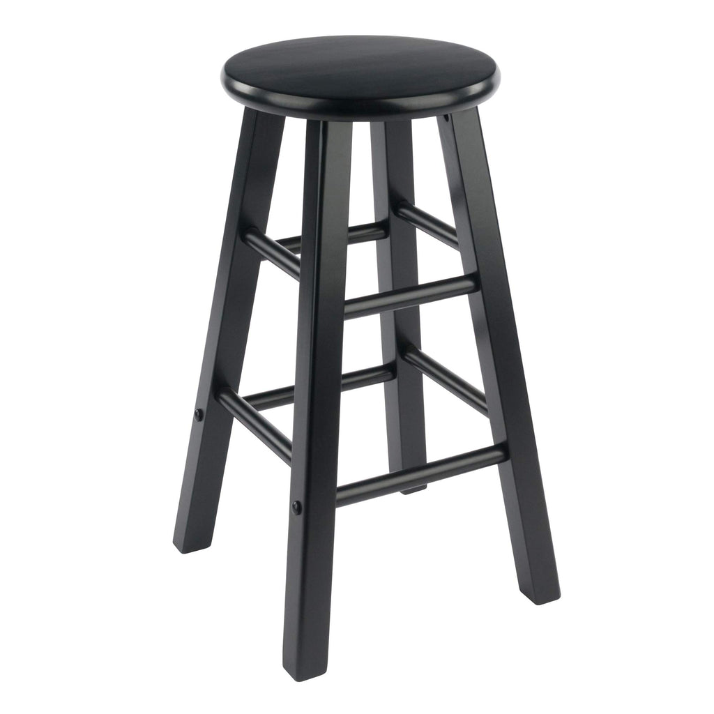 Winsome Element 2-Piece 24In Counter Stool Set, Black Finish, Solid Wood, Modern Design