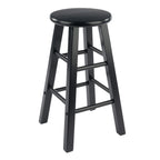 Winsome Element 2-Piece 24In Counter Stool Set, Black Finish, Solid Wood, Modern Design
