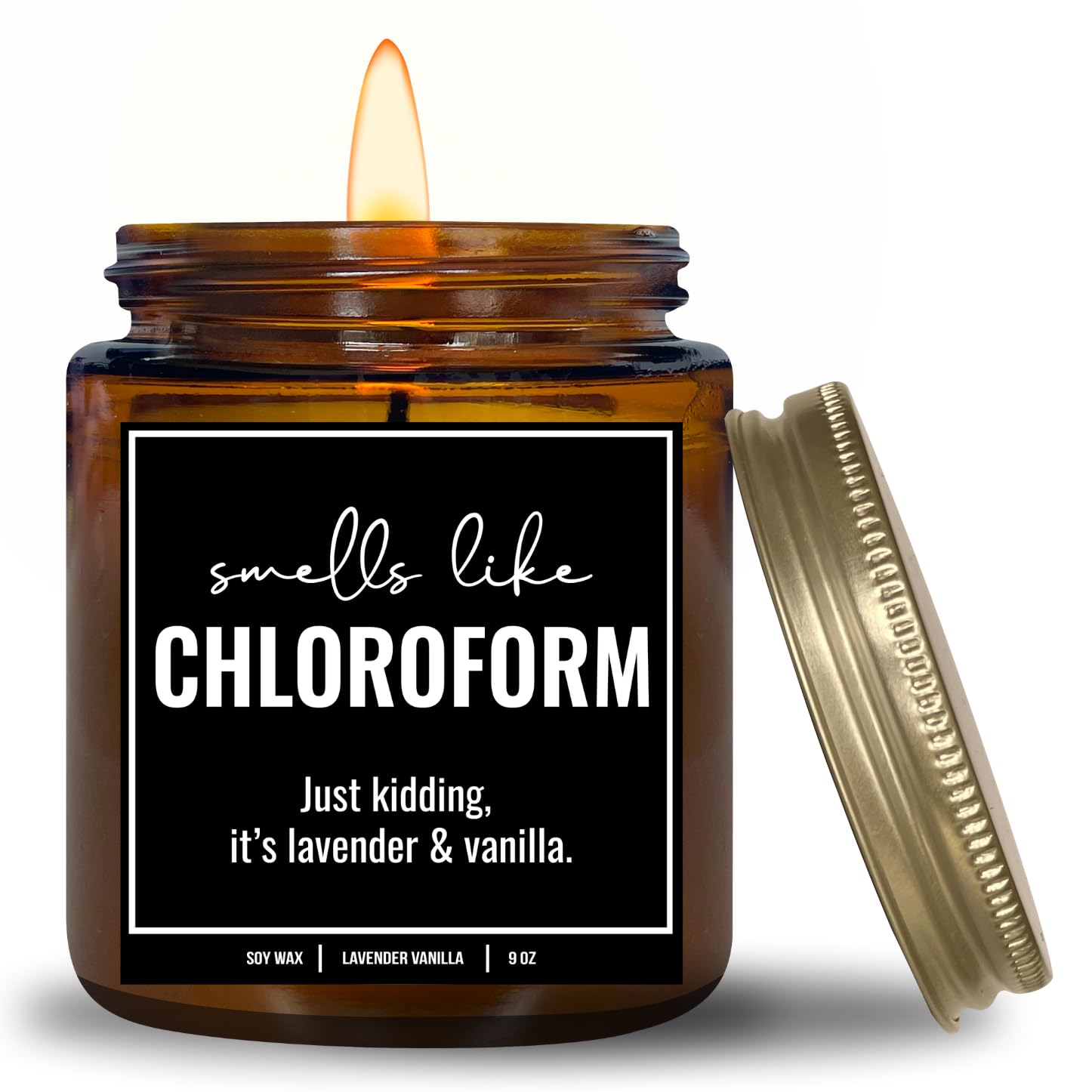 YouNique Designs Smells Like Chloroform Scented Candle, 9 Oz, True Crime Gifts for Women, Serial Killer Gifts for Women, Crime J