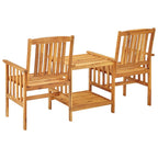 vidaXL Rustic Solid Acacia Wood Patio Chairs with Tea Table and Cushions Bistro Set – Comfortable, User-Friendly, Ideal for Garden and Patio Leisure Time, Easy Assembly