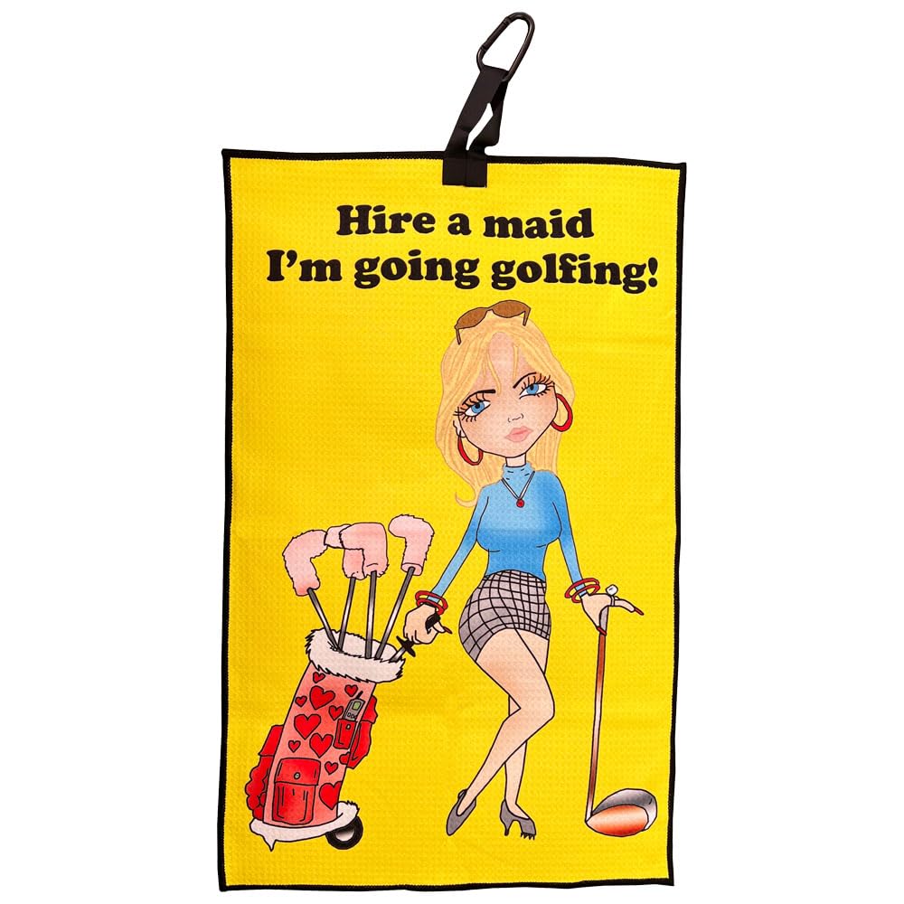 Giggle Golf Hire A Maid I m Going Golfing Waffle Golf Towel | Funny Golf Towel for Women