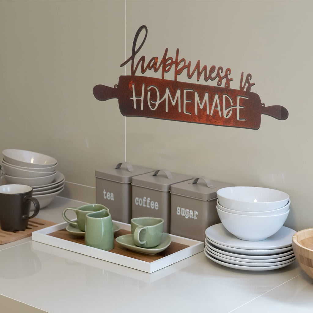 Funrous Kitchen Wall Art Decor Happiness Is Homemade Metal Sign Rustic Farmhouse Kitchen Decor Hanging Kitchen Decorative Signs