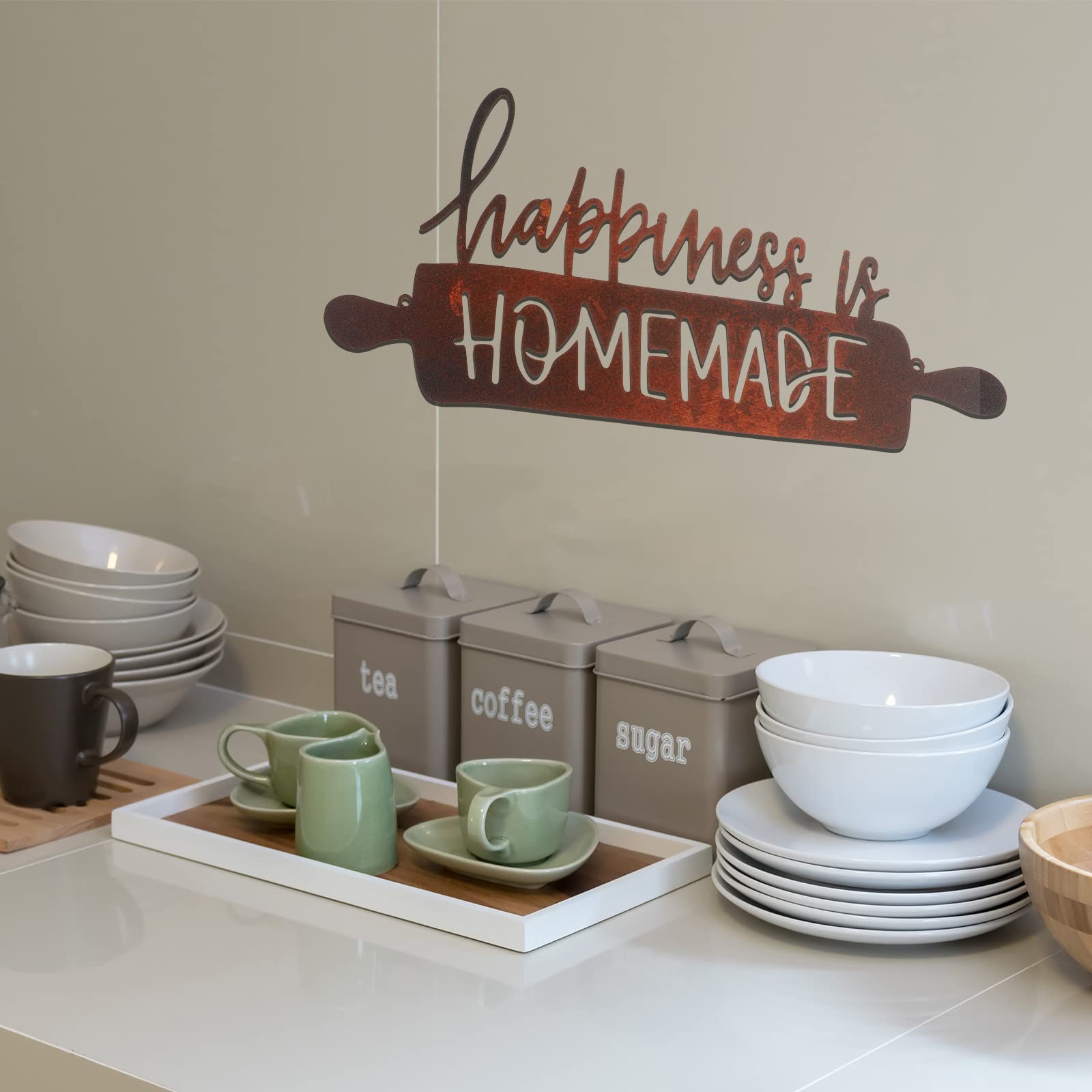 Funrous Kitchen Wall Art Decor Happiness Is Homemade Metal Sign Rustic Farmhouse Kitchen Decor Hanging Kitchen Decorative Signs