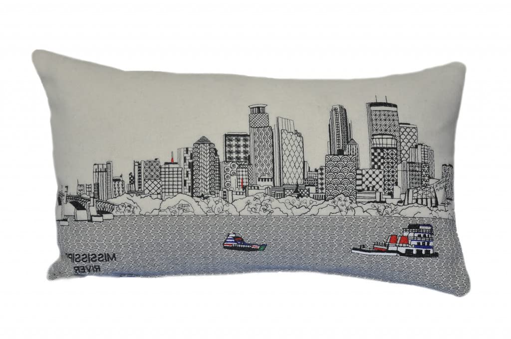 HomeRoots Cream 24' White Minneapolis Daylight Skyline Lumbar Decorative Pillow