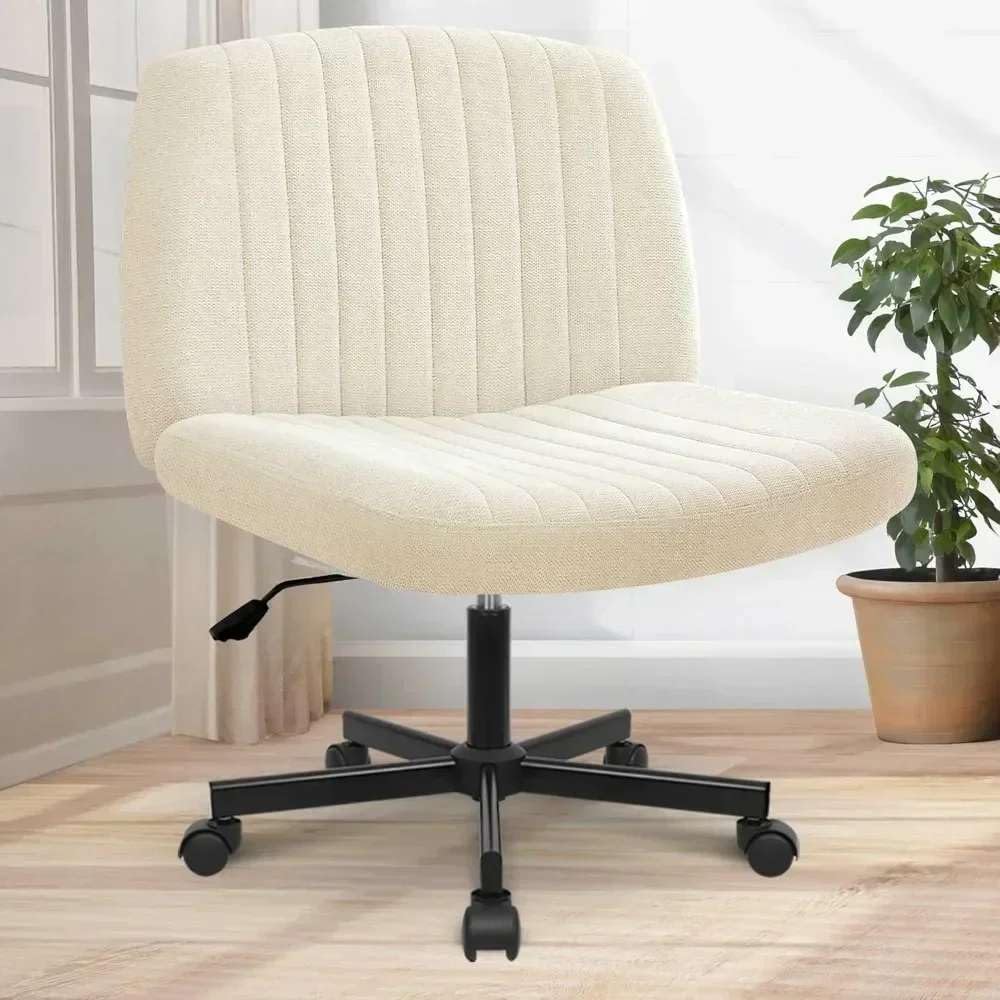 Ergonomic Desk Chair With Wheels & Swivel  Adjustable Height Reading & Vanity Chair For Home Office