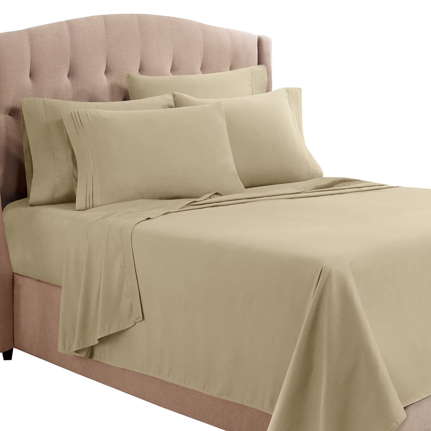 Clara Clark Queen Sheets, 6 Piece Set - Hotel Luxury Sheets For Queen Size Bed, Super Soft Bedding Sheets & Pillowcases, Queen Size Sheets, Sage Green