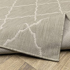 HomeRoots Grey Polypropylene 7’x9’ Gray and Ivory Trellis Indoor Outdoor Area Rug