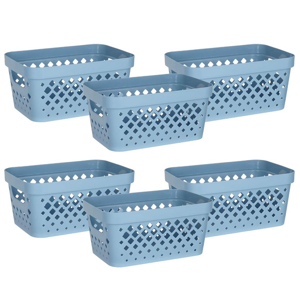 Glad Plastic Baskets for Organizing, Set of 6 | Pantry Storage for Under Counter, Linen Closet, and Bathroom | Nesting Shelf Bin